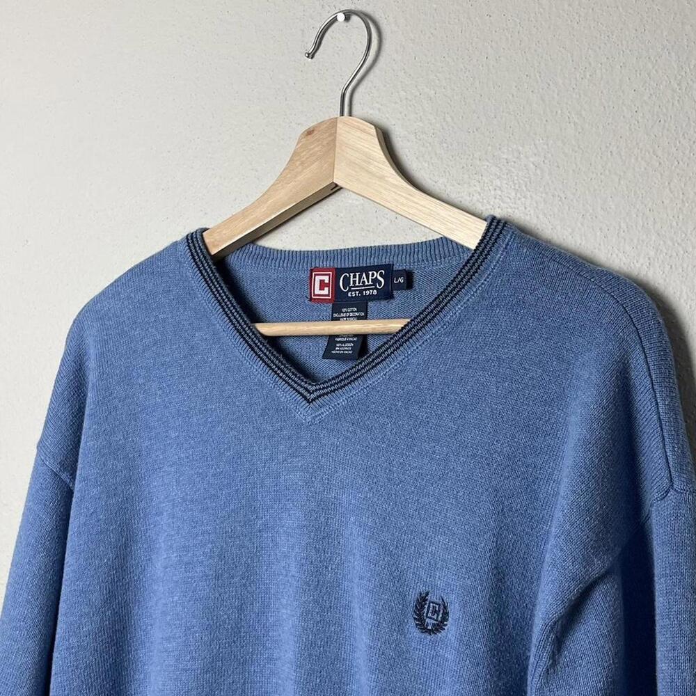 blue 100% cotton chaps sweater
